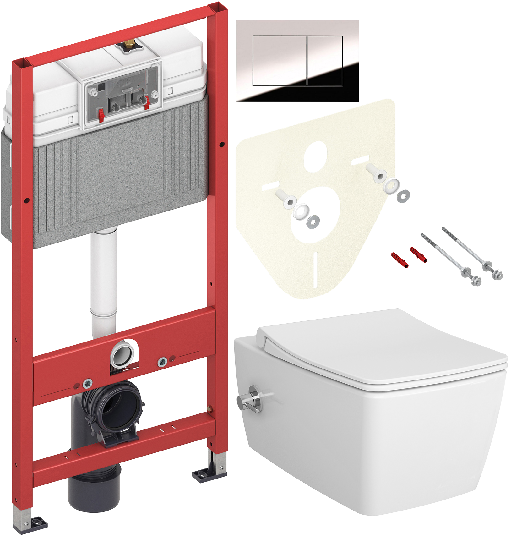 Комплект 3 в 1 Унитаз подвесной VitrA Metropole 7672B003-1684 + Сиденье 122-003-009 + Инсталляция с кнопкой TECE Now 9400412