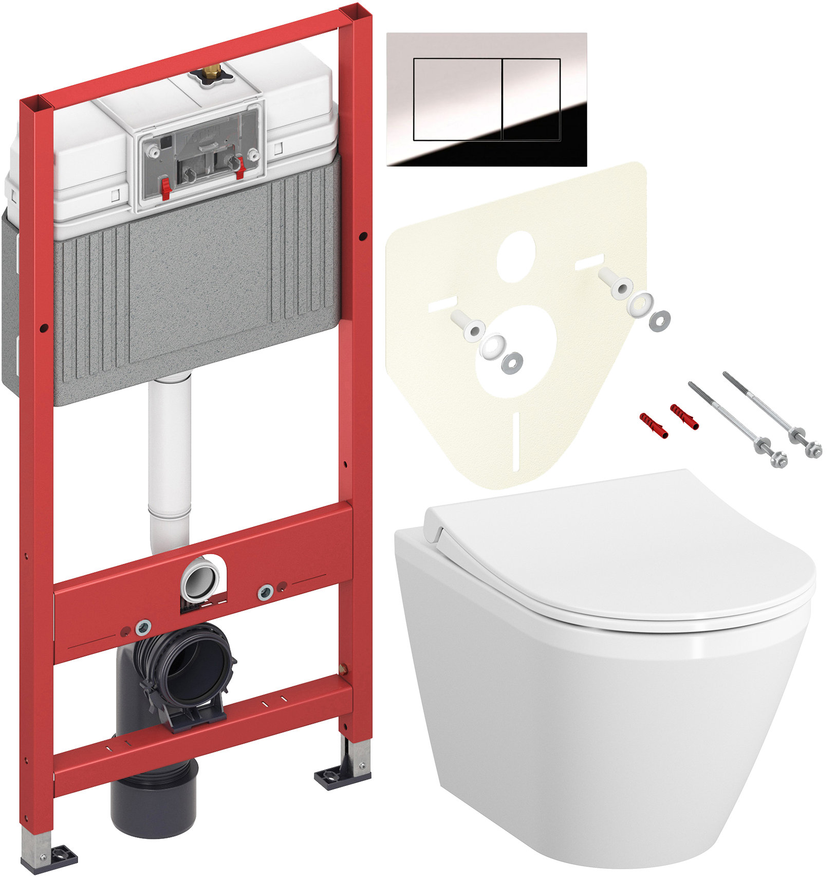 Комплект 3 в 1 Унитаз подвесной VitrA Integra 7041B003-0075 + Сиденье 110-003-019 + Инсталляция с кнопкой TECE Now 9400412