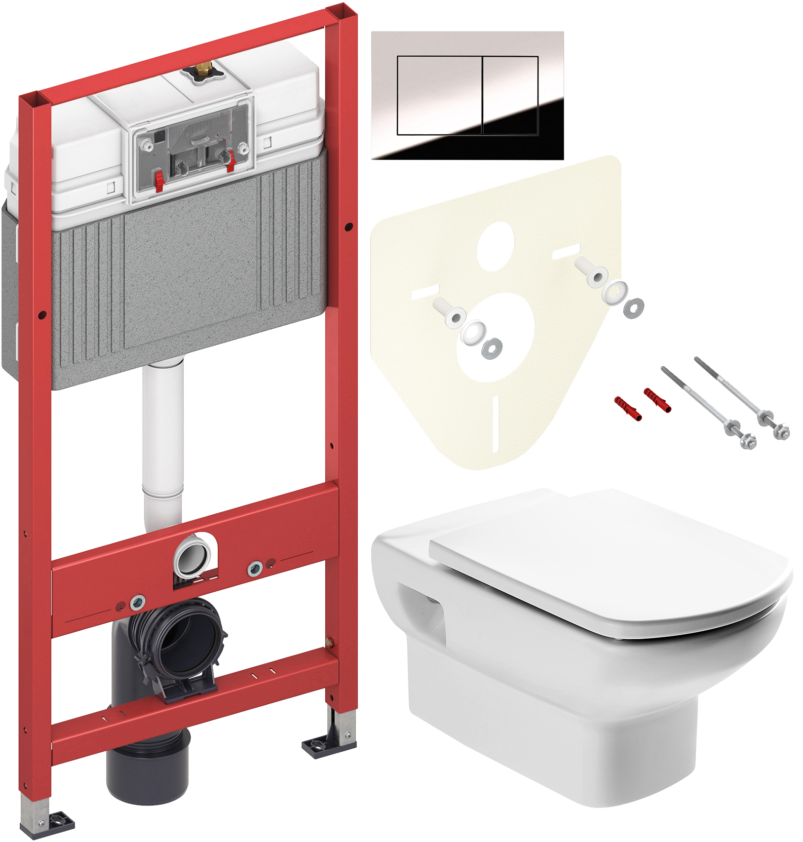 Комплект 3 в 1 Унитаз подвесной Roca Dama senso 346517000 + Сиденье ZRU9302820 + Инсталляция с кнопкой TECE Now 9400412