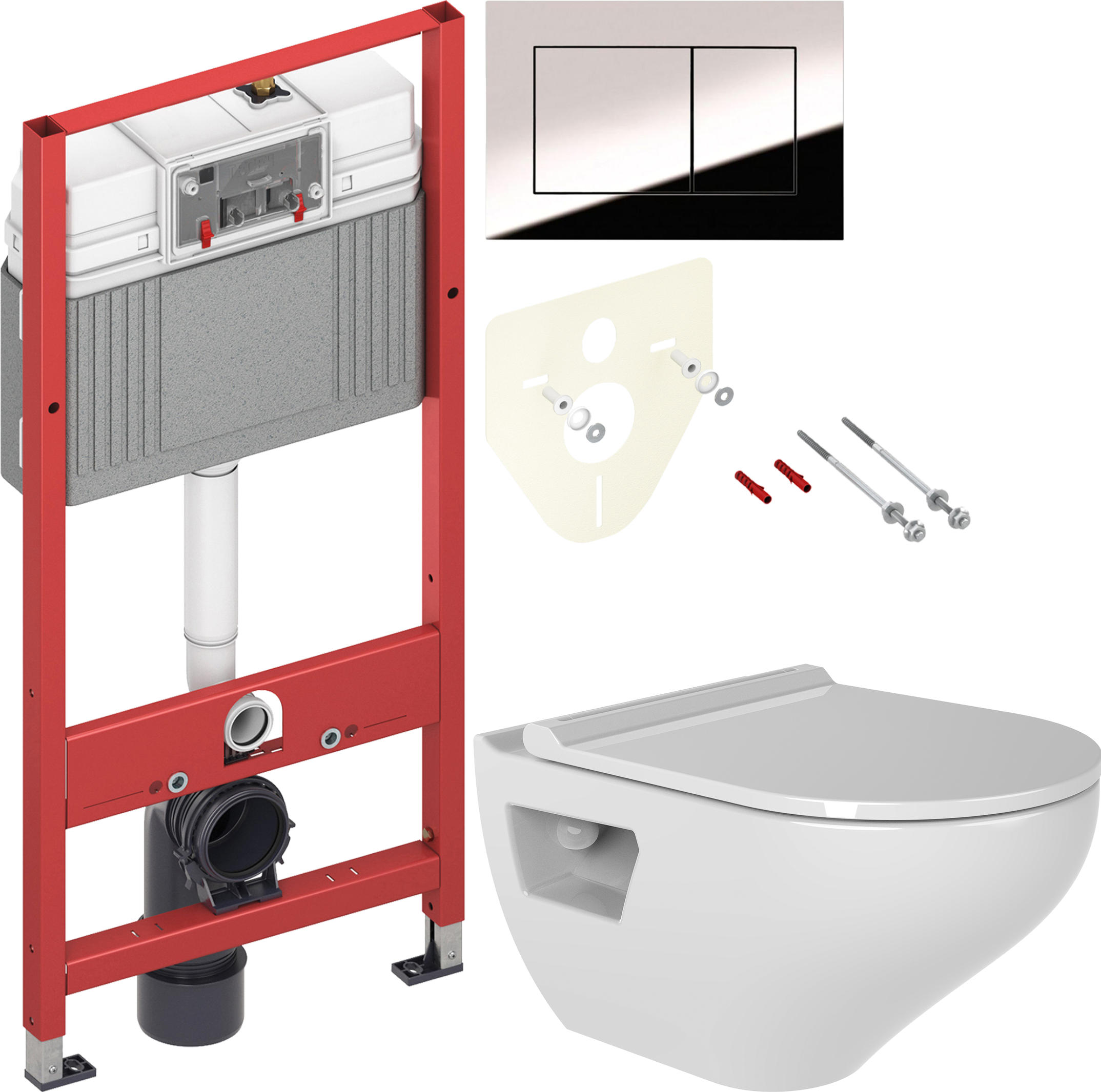 Комплект 2 в 1 Унитаз подвесной Bien Ion IOKA050N2VP1W5000 + Инсталляция с кнопкой TECE Now 9400412