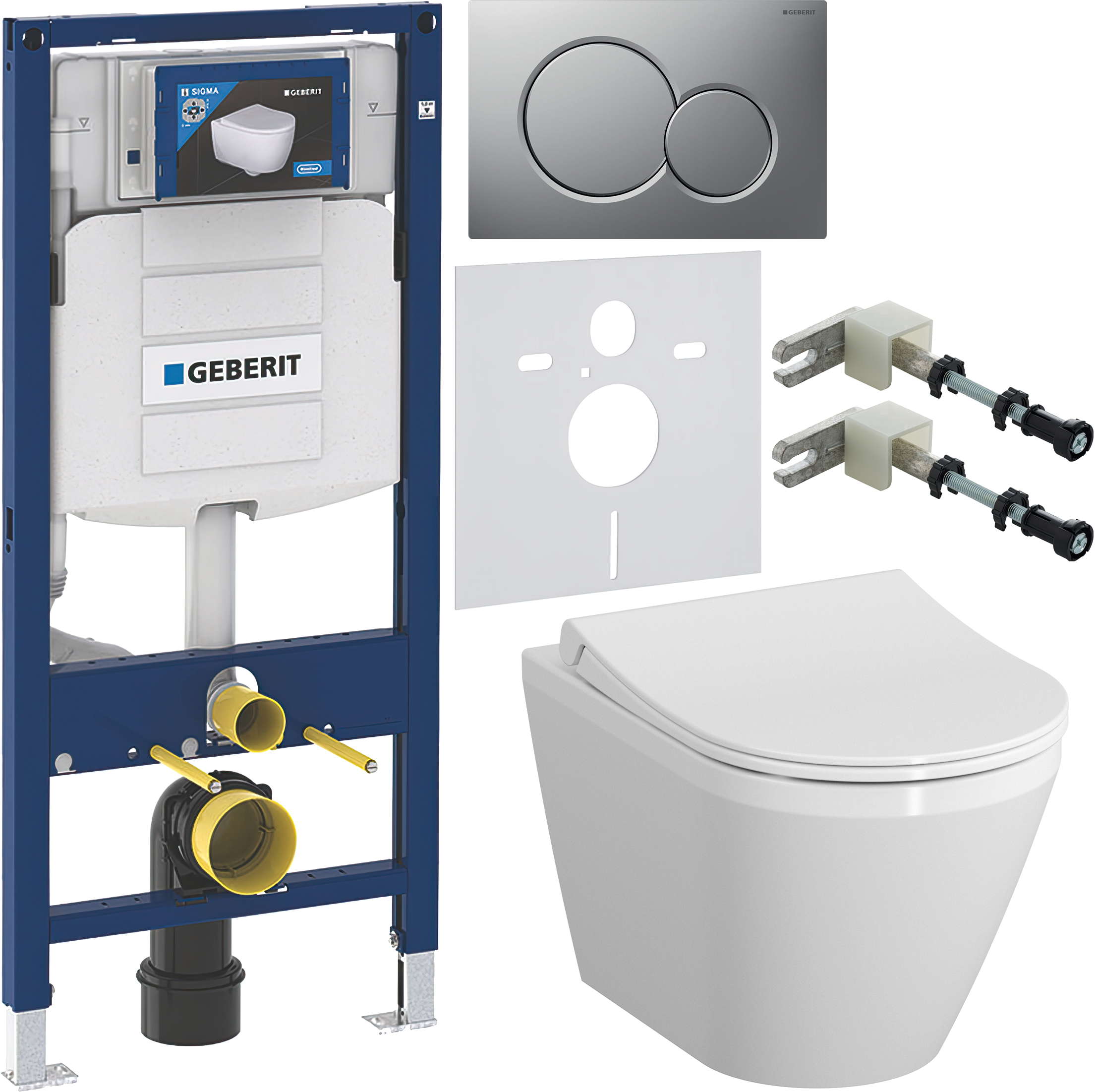 Комплект 6 в 1 Унитаз подвесной VitrA Integra Round 7041B003-0075 + Сиденье 801-003-019 с микролифтом + Инсталляция Geberit Duofix UP 320 111.300.00.5 (111.950.00.6) + Кнопка Sigma 01 115.770.JQ.5 цвет матовый хром + Крепления 111.815.00.1 к стене + Звуко
