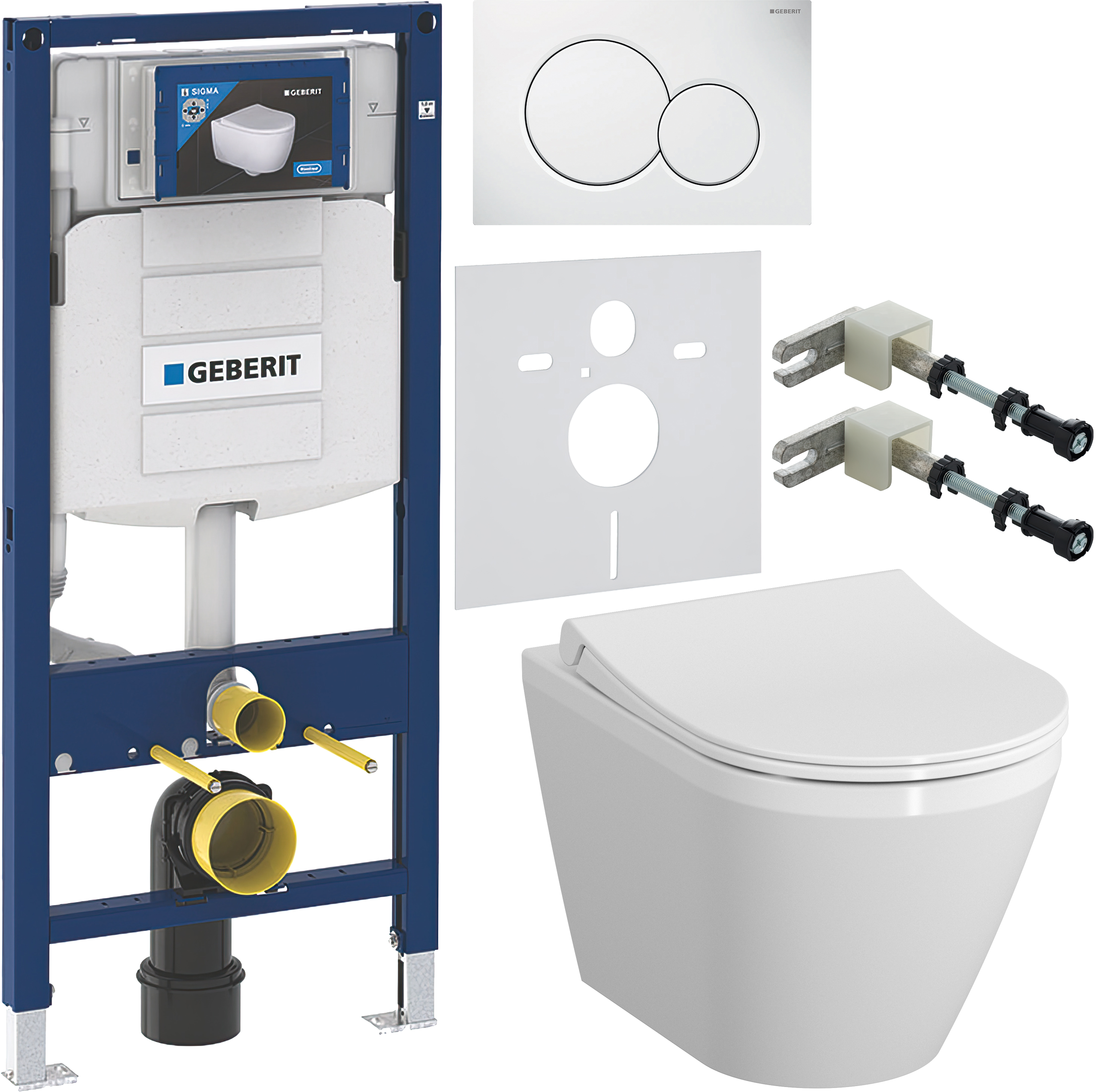 Комплект 6 в 1 Унитаз подвесной VitrA Integra Round 7041B003-0075 + Сиденье 801-003-019 с микролифтом + Инсталляция Geberit Duofix UP 320 111.300.00.5 (111.950.00.6) + Кнопка Sigma 01 115.770.11.5 цвет белый + Крепления 111.815.00.1 к стене + Звукоизоляци