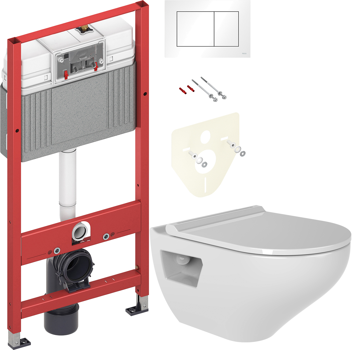 Комплект 2 в 1 Унитаз подвесной Bien Ion IOKA050N2VP1W5000 + Инсталляция с кнопкой TECE Base 9400413 цвет белый