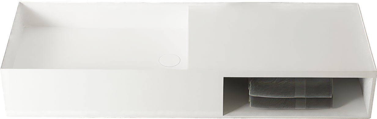 Раковина подвесная Vincea VWB-6S180MW 80 матовая белая, прямоугольная, искусственный камень, со столешницей справа