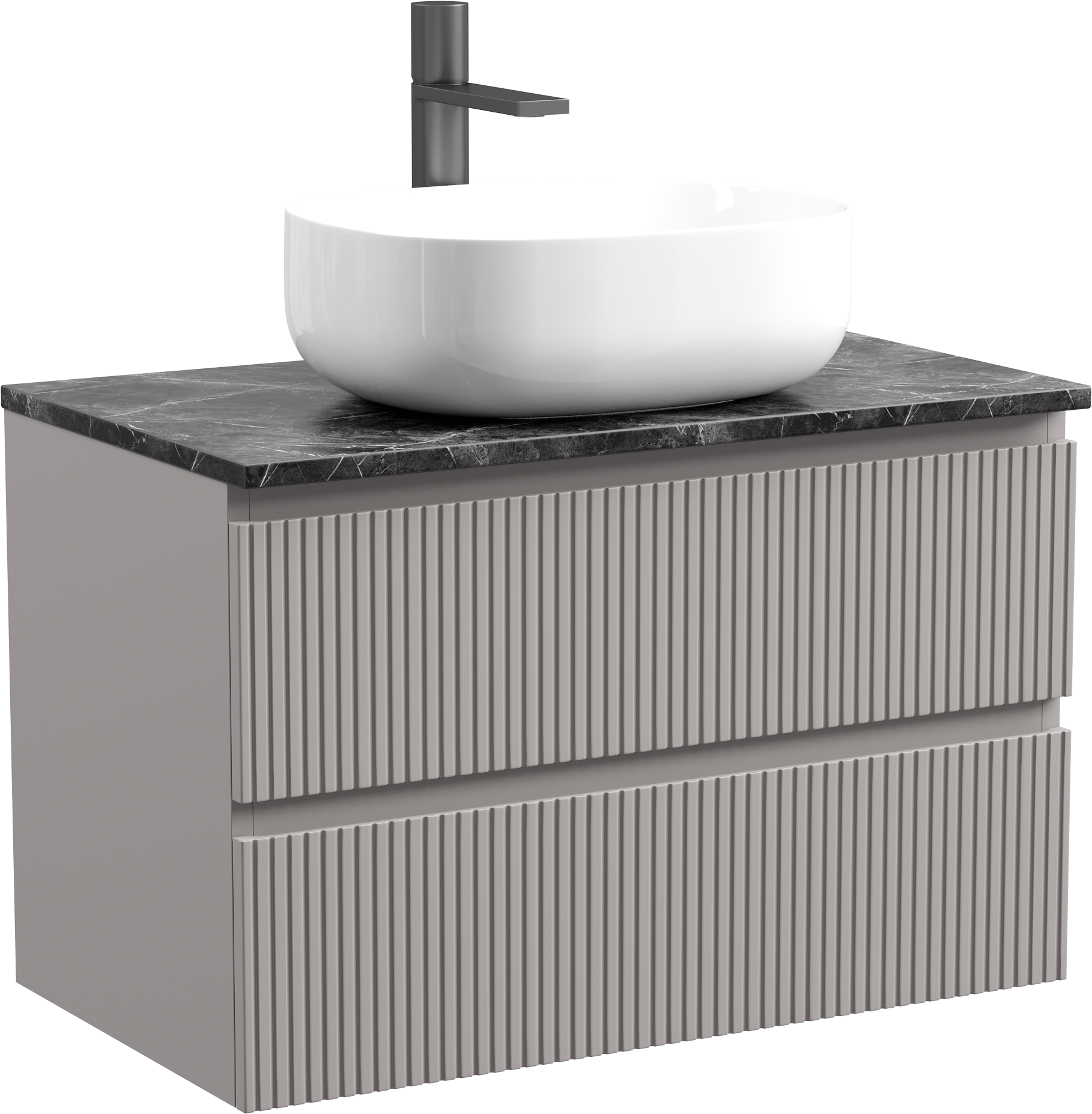 Тумба с раковиной Sancos Snob T 80 см, doha soft, столешница черный мрамор, раковина CN6018