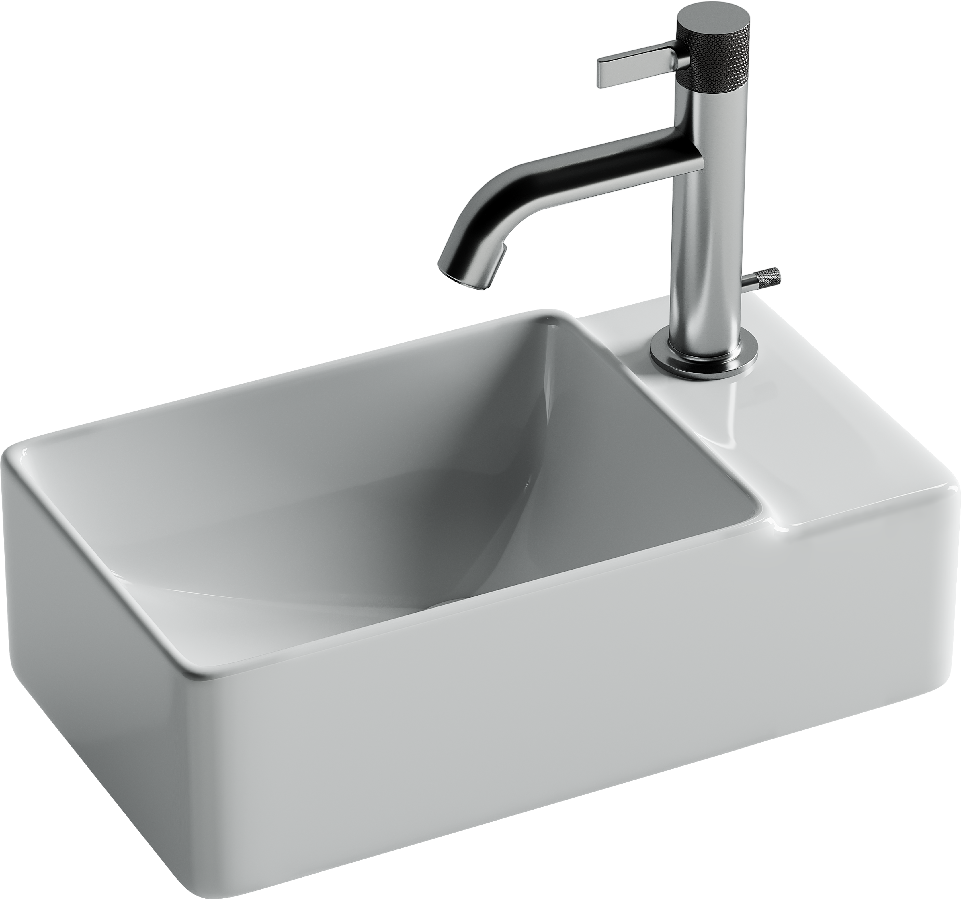 Раковина маленькая в туалет Ceramicanova Element 40 R глянцевая белая, прямоугольная