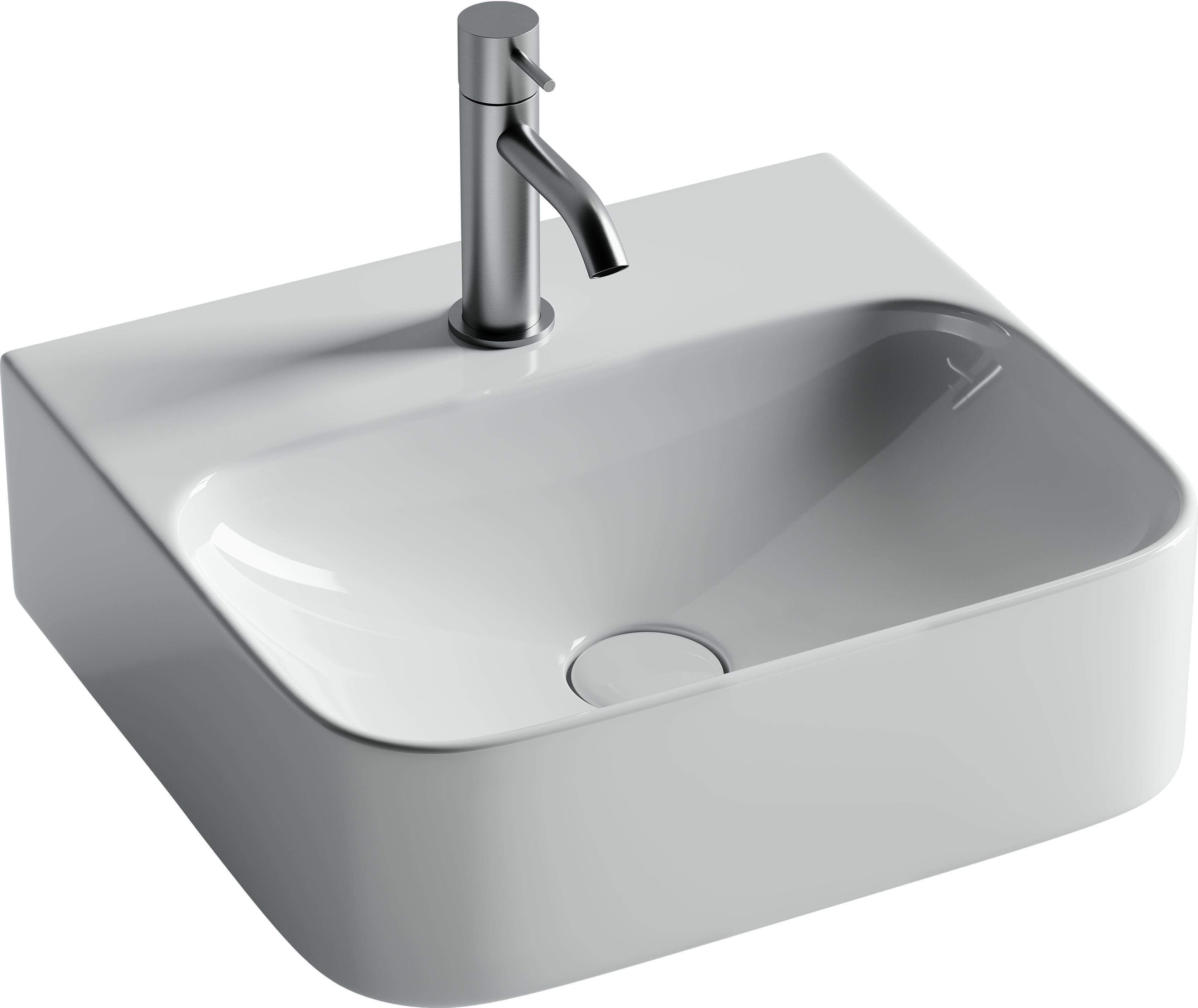 Раковина маленькая в туалет Ceramicanova Aura 44 глянцевая белая, прямоугольная