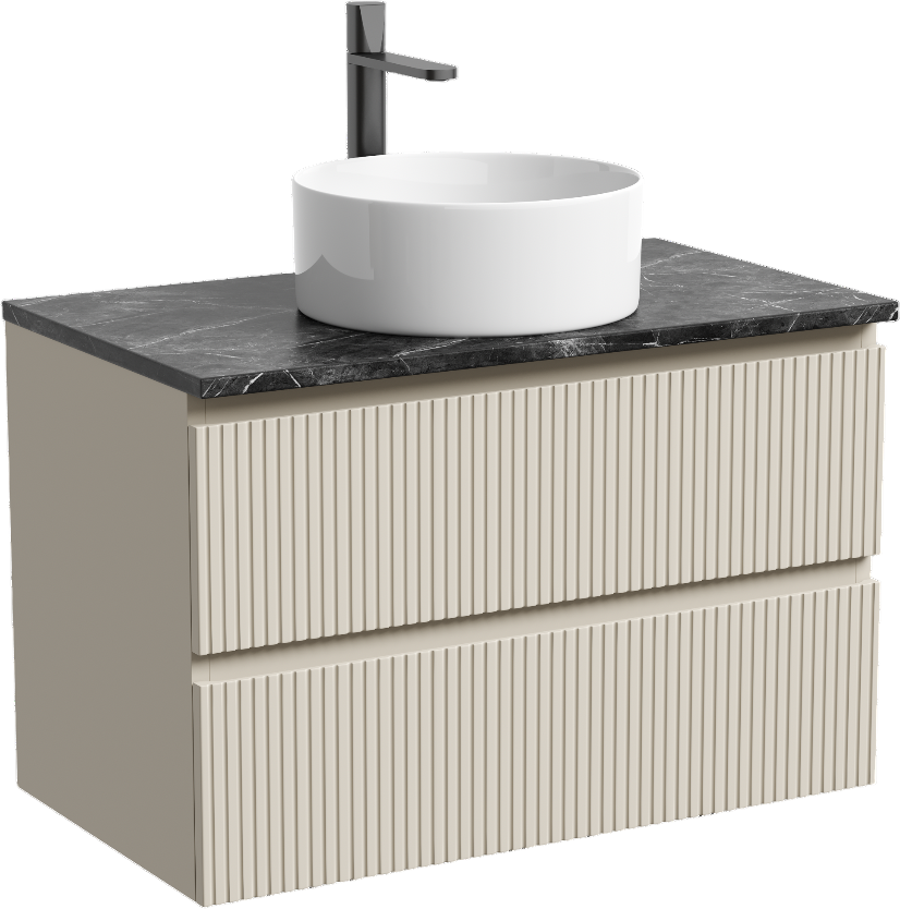 Тумба с раковиной Sancos Snob T 80 см, beige soft, столешница черный мрамор, раковина CN6032