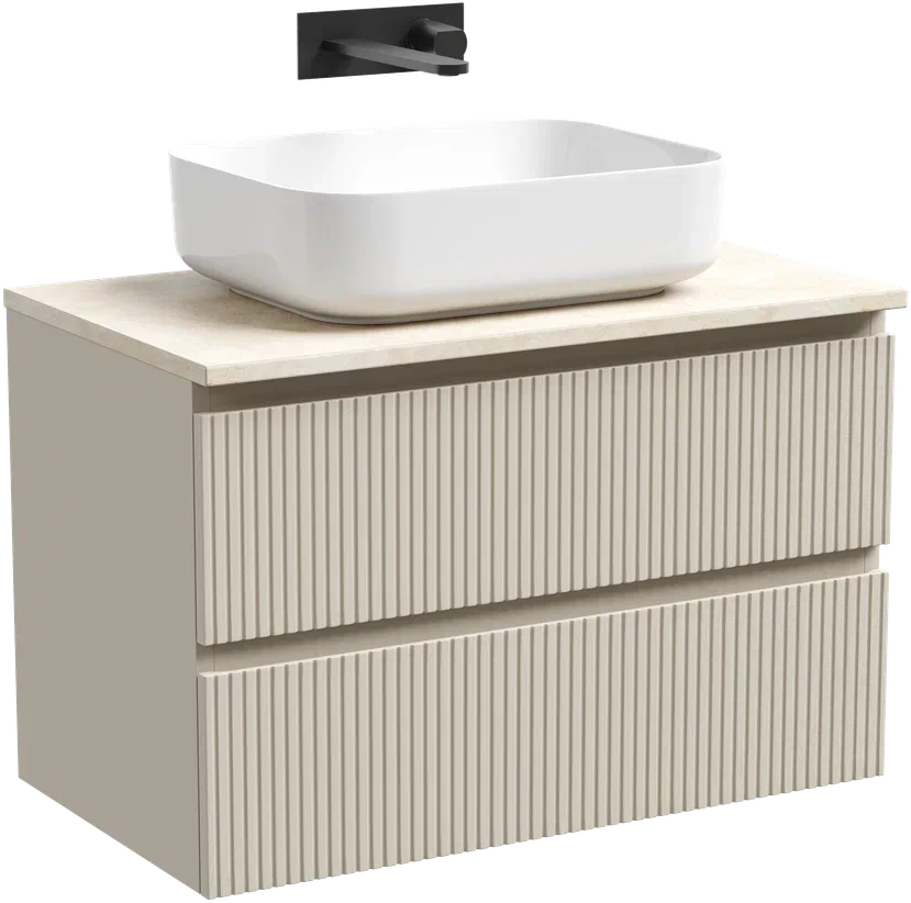 Тумба с раковиной Sancos Snob T 80 см, beige soft, столешница бежевая, раковина CN6011