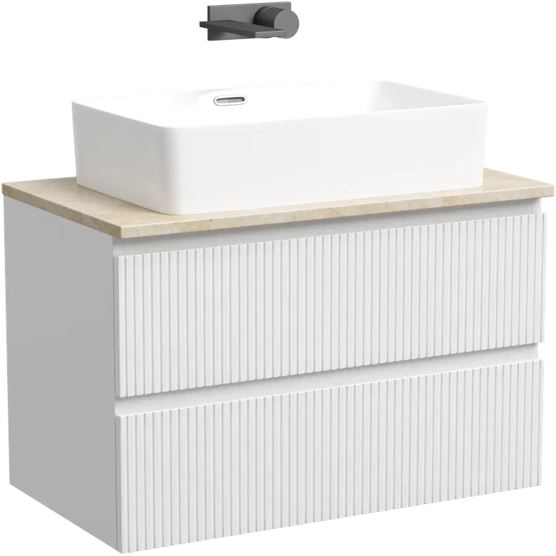 Тумба с раковиной Sancos Snob T 80 см, bianco, столешница бежевая, раковина CN5025