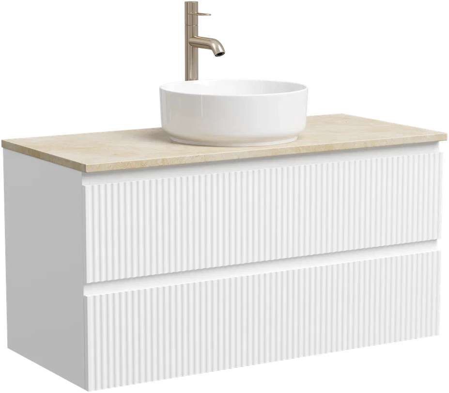 Тумба с раковиной Sancos Snob R 100 см, bianco, столешница бежевая, раковина CN5001