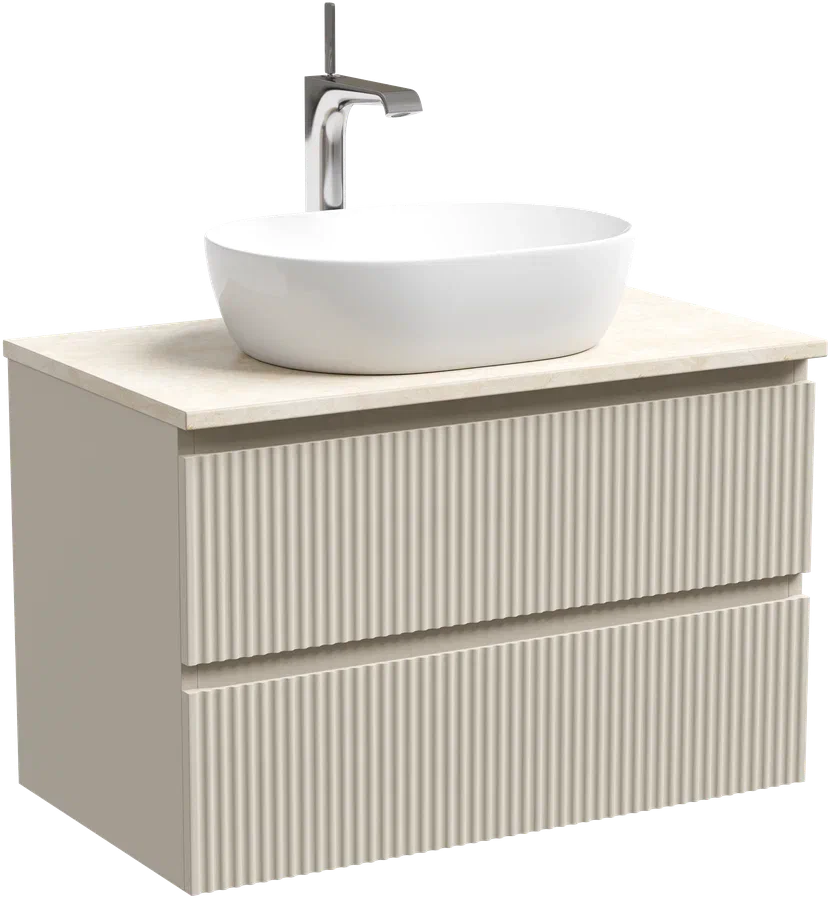 Тумба с раковиной Sancos Snob R 80 см, beige soft, столешница бежевая, раковина CN5010