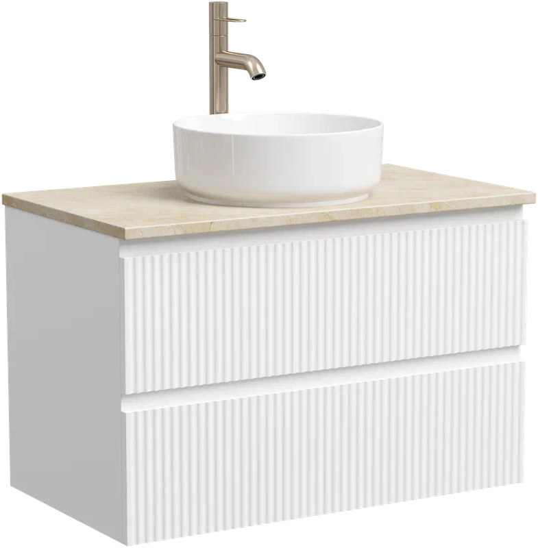 Тумба с раковиной Sancos Snob R 80 см, bianco, столешница бежевая, раковина CN5001