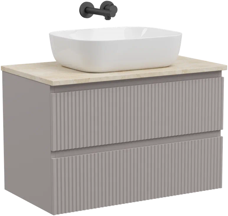 Тумба с раковиной Sancos Snob R 80 см, doha soft, столешница бежевая, раковина CN6008