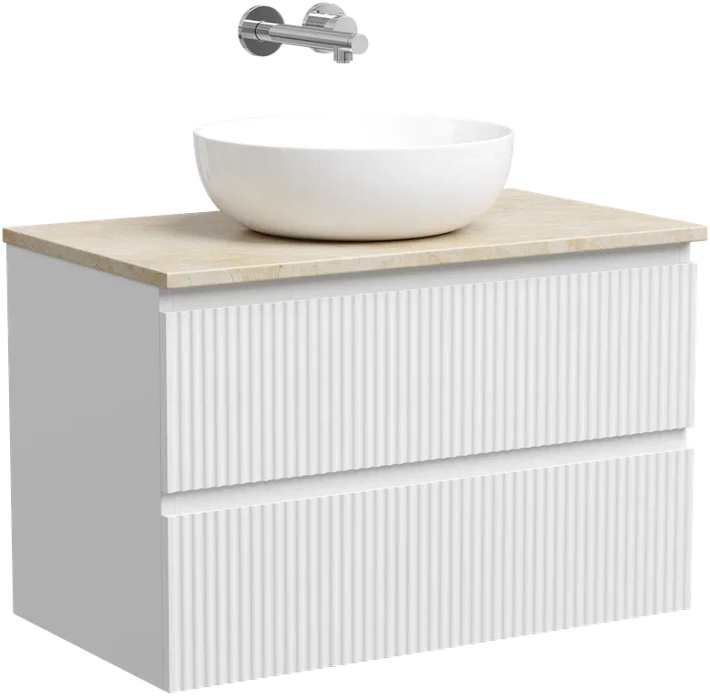 Тумба с раковиной Sancos Snob R 80 см, bianco, столешница бежевая, раковина CN5024