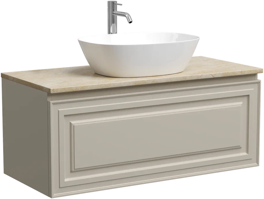 Тумба с раковиной Sancos Very 100 см, beige soft, столешница бежевая, раковина CN5005