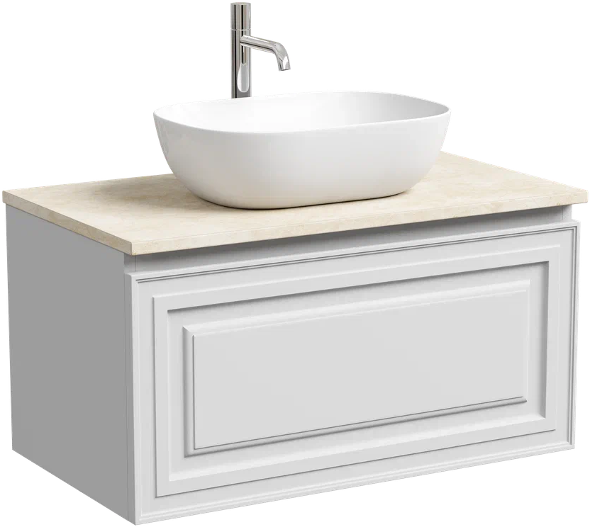 Тумба с раковиной Sancos Very 80 см, bianco, столешница бежевая, раковина CN6009