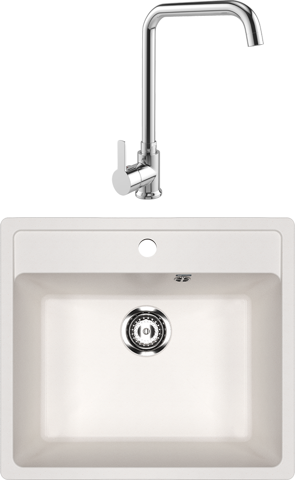 Комплект Мойка Ulgran U-104 -331, молочная + Смеситель MEGA Ege MG-PL10, хром