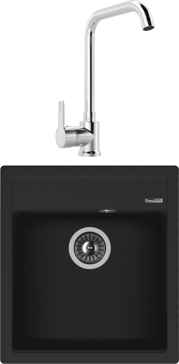 Комплект Мойка Florentina Липси, 460 антрацит + Смеситель MEGA Ege MG-PL10, хром