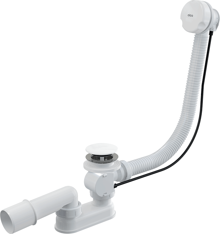 Слив-перелив для ванны AlcaPlast A51BM 52 мм, полуавтомат, белый, с сифоном