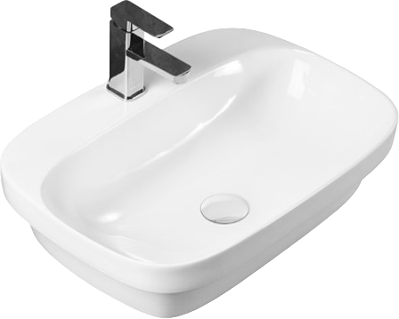 Накладная раковина AQUATEK Амадео AQ6042-00 60 глянцевая белая, прямоугольная, с 1 отверстием под смеситель