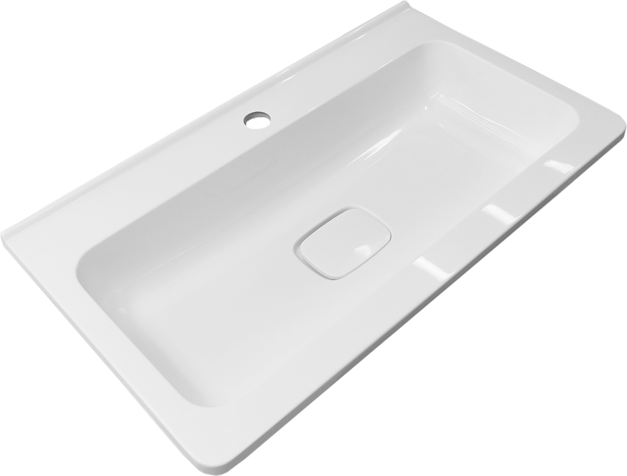 Мебельная раковина Style Line Марелла 70 накладная, глянцевая белая, прямоугольная, литьевой мрамор