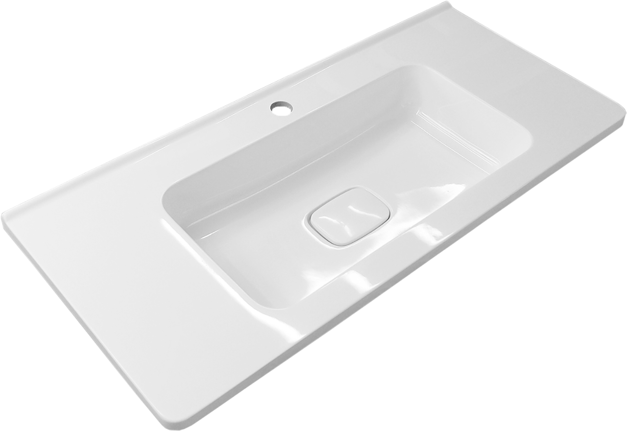 Мебельная раковина Style Line Марелла 90 накладная, глянцевая белая, прямоугольная, литьевой мрамор
