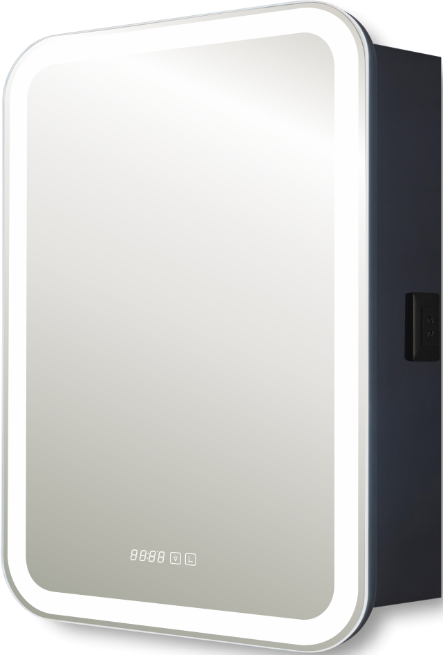 Зеркало-шкаф Silver Mirrors Фиджи 60x80 с подсветкой, с часами, black