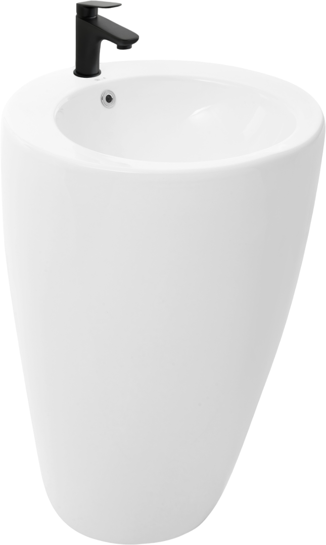 Раковина напольная Weltwasser WW Leerbach 10000008706 4949 GL-WT 49 глянцевая белая, круглая, моноблок, фаянс