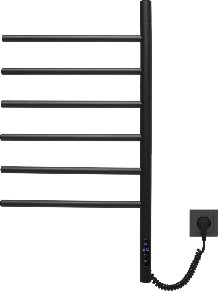Полотенцесушитель электрический Vincea VTD-1S2CBE 80x45 см, матовый черный, E-образный