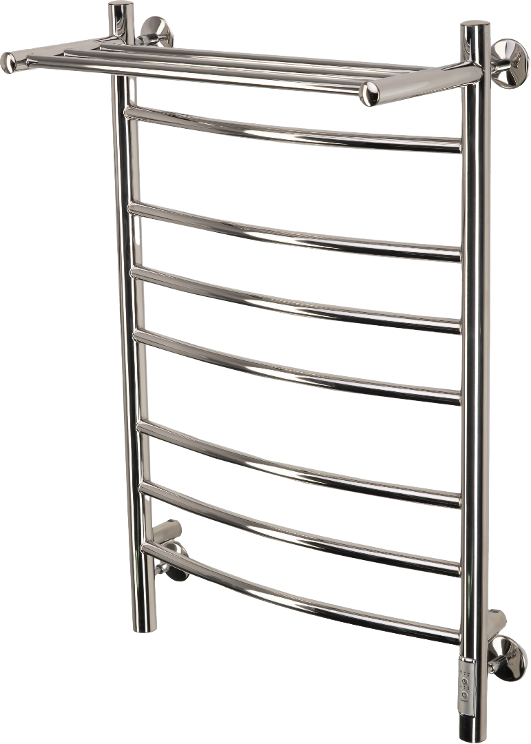 Полотенцесушитель электрический Comfysan Noumi EC-8 80x55 см, подключение справа, слева, хром, лесенка, из стали, с полкой