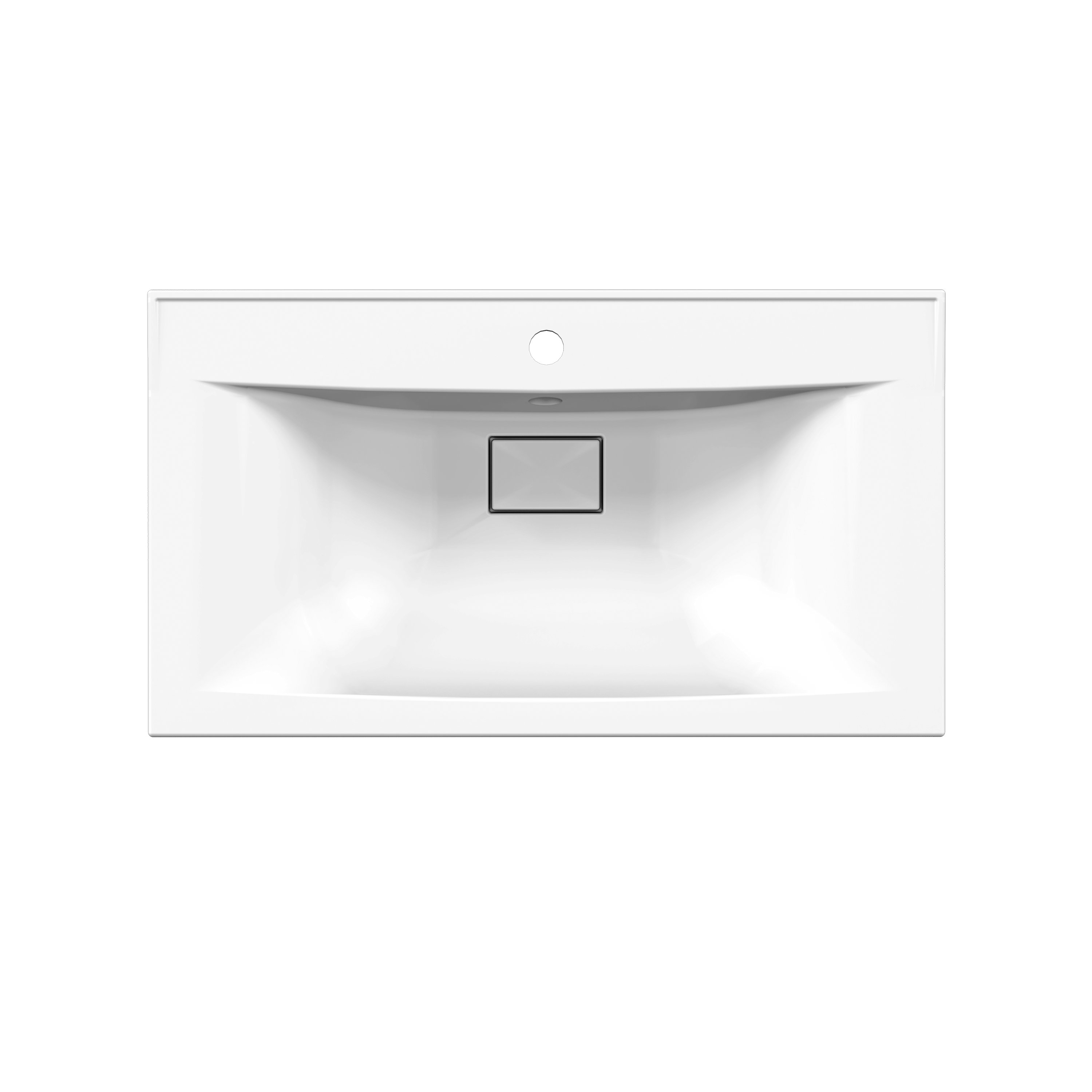 Мебельная раковина Paola Elegante 800 накладная, глянцевая белая, прямоугольная, литьевой мрамор