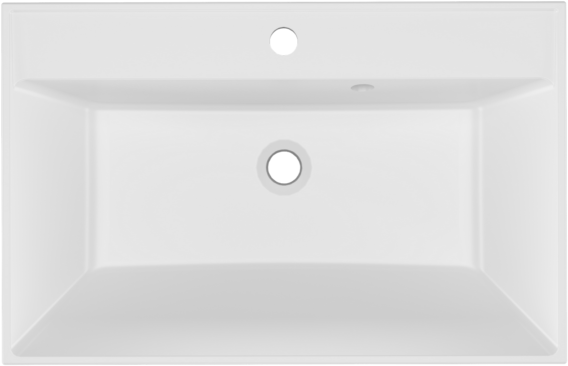 Мебельная раковина Paola Alba 700 накладная, глянцевая белая, прямоугольная, литьевой мрамор