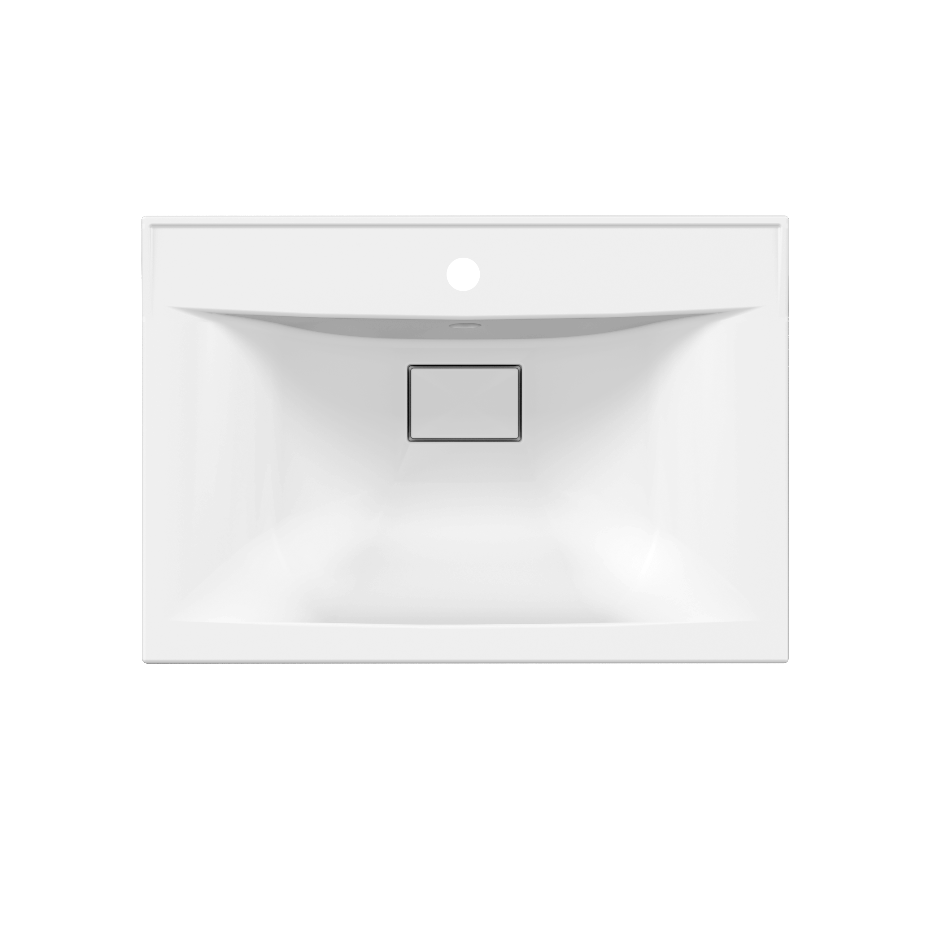 Мебельная раковина Paola Elegante 650 накладная, глянцевая белая, прямоугольная, литьевой мрамор