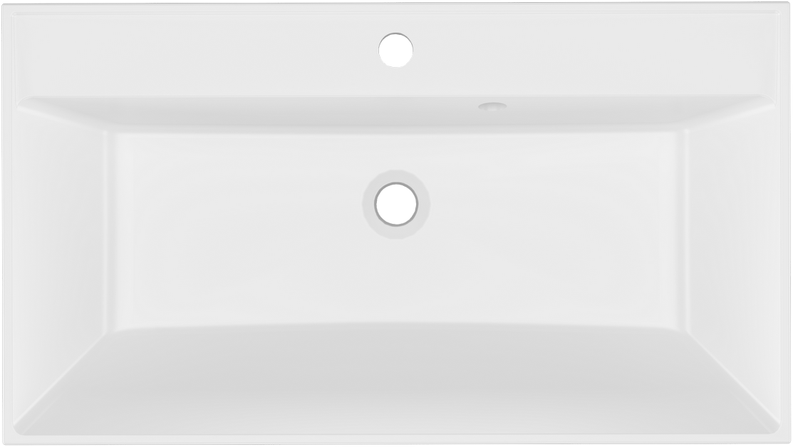 Мебельная раковина Paola Alba 800 накладная, глянцевая белая, прямоугольная, литьевой мрамор