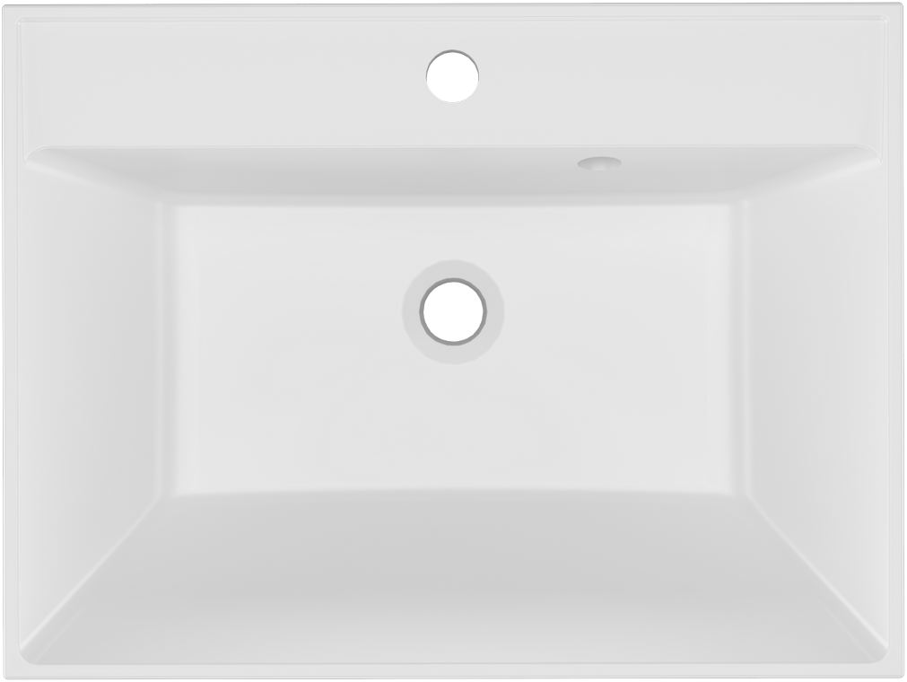 Мебельная раковина Paola Alba 600 накладная, глянцевая белая, прямоугольная, литьевой мрамор