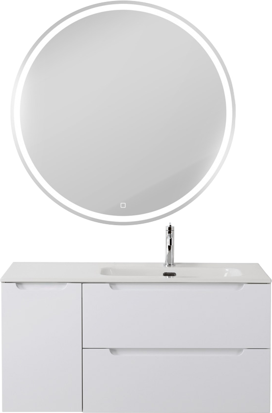 Мебель для ванной комнаты BelBagno Etna 100 R 2 ящика, дверца, bianco lucido