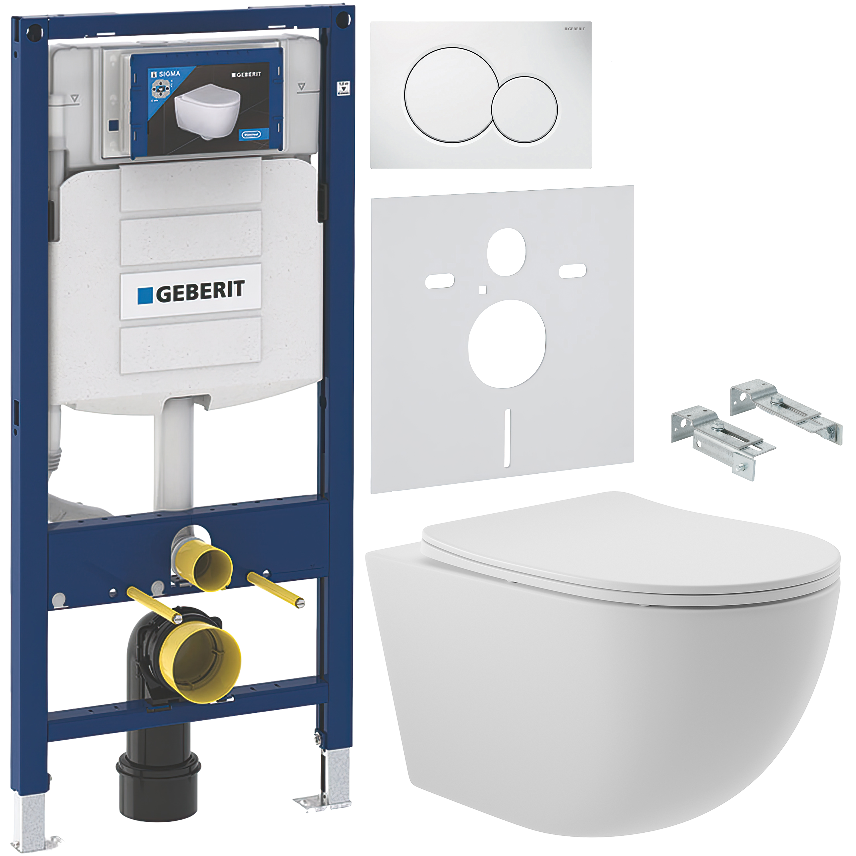 Комплект 5 в 1 Унитаз подвесной Aqueduto Ovo OVO0120 + Крепления Geberit Duofix 111.815.00.1 к стене + Инсталляция UP 320 111.300.00.5 (111.950.00.6) + Кнопка Sigma 01 115.770.11.5 цвет белый + Звукоизоляция 156.050.00.1