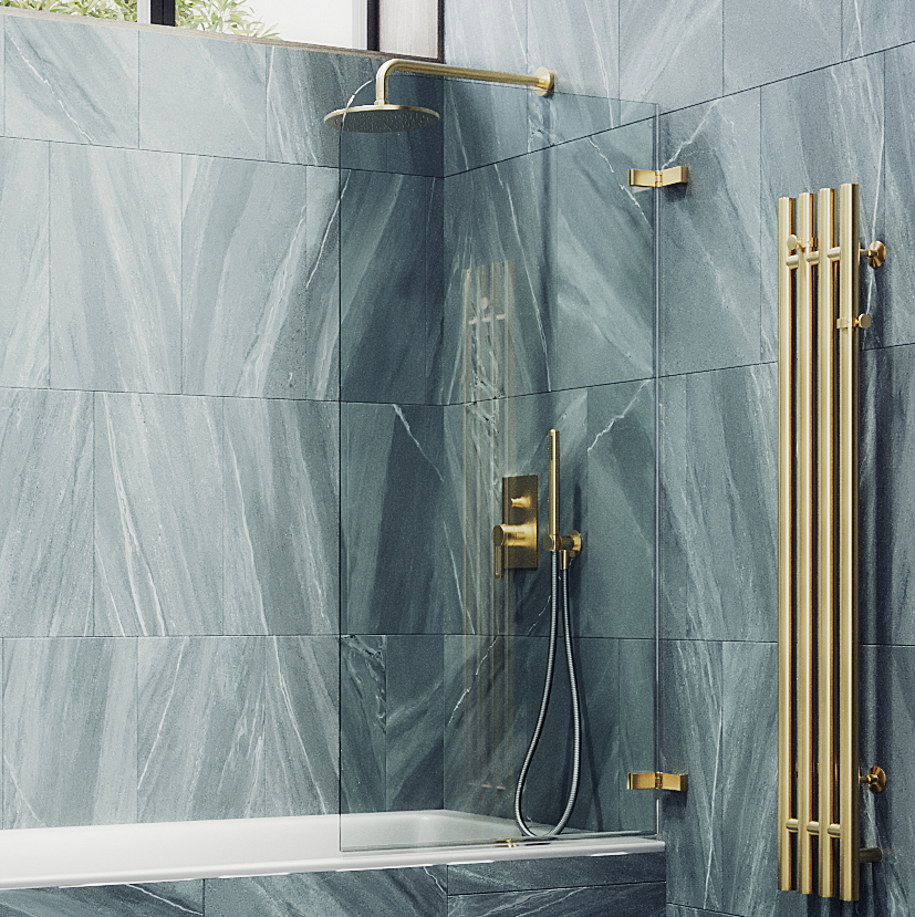 Шторка на ванну Maybahglass MGV-645-3 70 см, профиль золото, стекло прозрачное