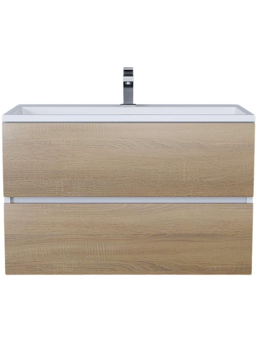 Тумба под раковину без столешницы Uperwood Barsa 80 подвесная, белая, дуб сонома
