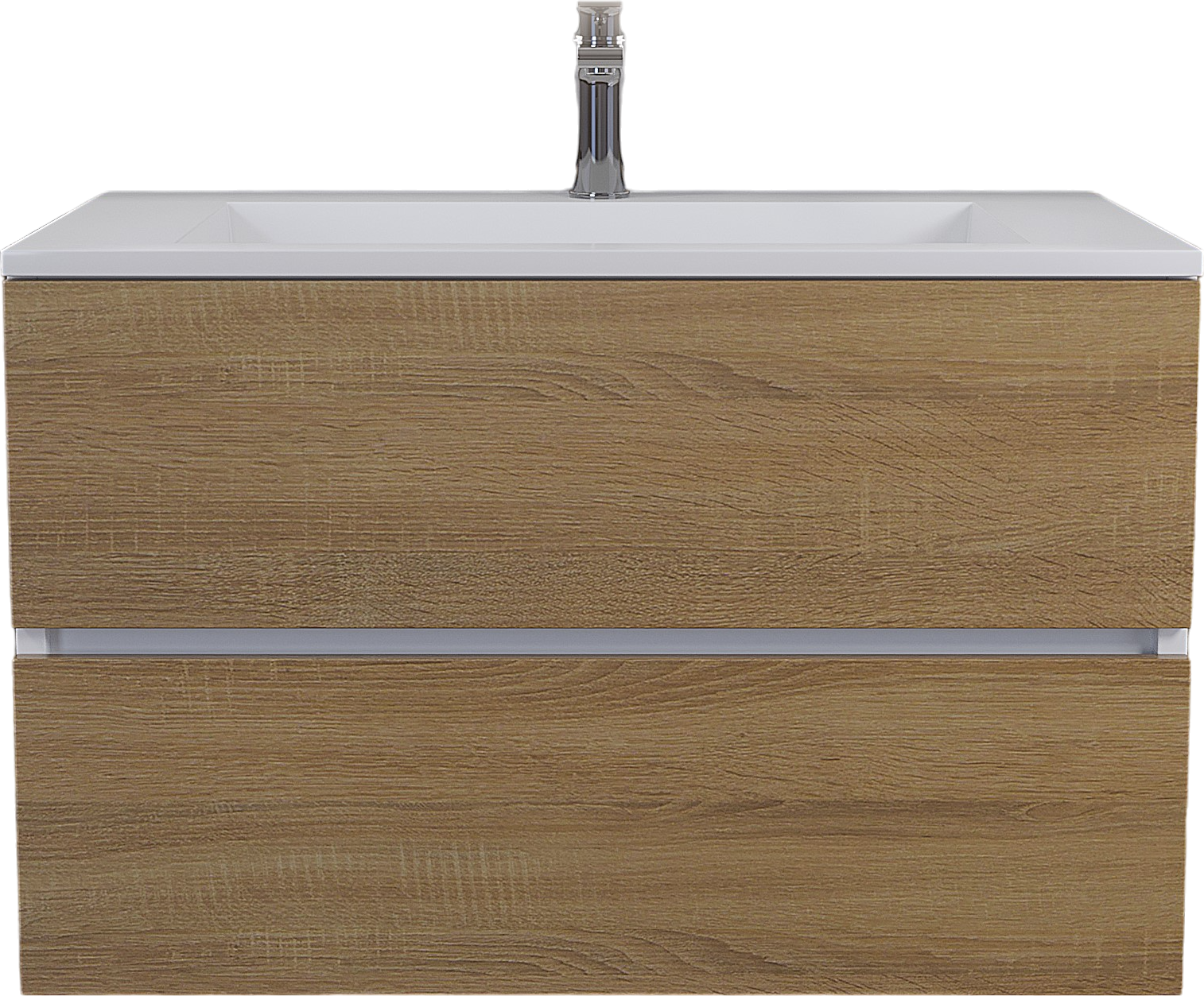 Тумба с раковиной Uperwood Barsa 80 подвесная, белая, дуб сонома, раковина Next белая