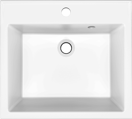 Мебельная раковина Paola Roma 500 накладная, глянцевая белая, прямоугольная, литьевой мрамор