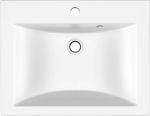 Мебельная раковина Paola Roma 580 накладная, глянцевая белая, прямоугольная, литьевой мрамор