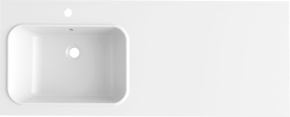 Раковина над стиральной машиной Paola Bella 120 L глянцевая белая, прямоугольная, литьевой мрамор, со столешницей справа, с кронштейном