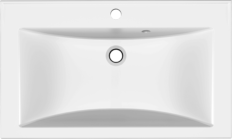 Мебельная раковина Paola Roma 750 накладная, глянцевая белая, прямоугольная, литьевой мрамор