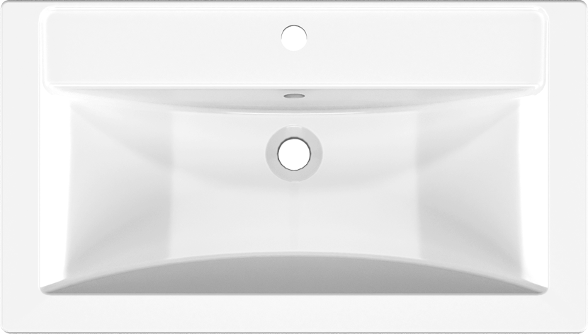 Мебельная раковина Paola Mario 80 накладная, глянцевая белая, прямоугольная, литьевой мрамор