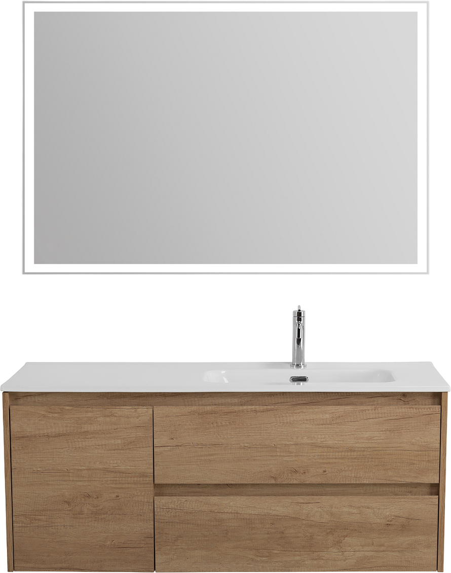 Мебель для ванной комнаты BelBagno Kraft 120 R, 2 ящика, дверца, rovere nebrasca nature