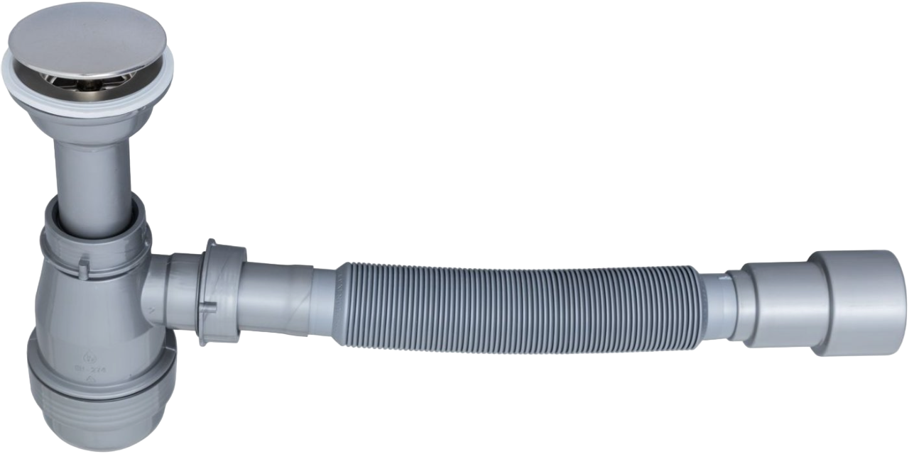 Сифон для раковины Aquanet 312687 32 мм, бутылочный, серый