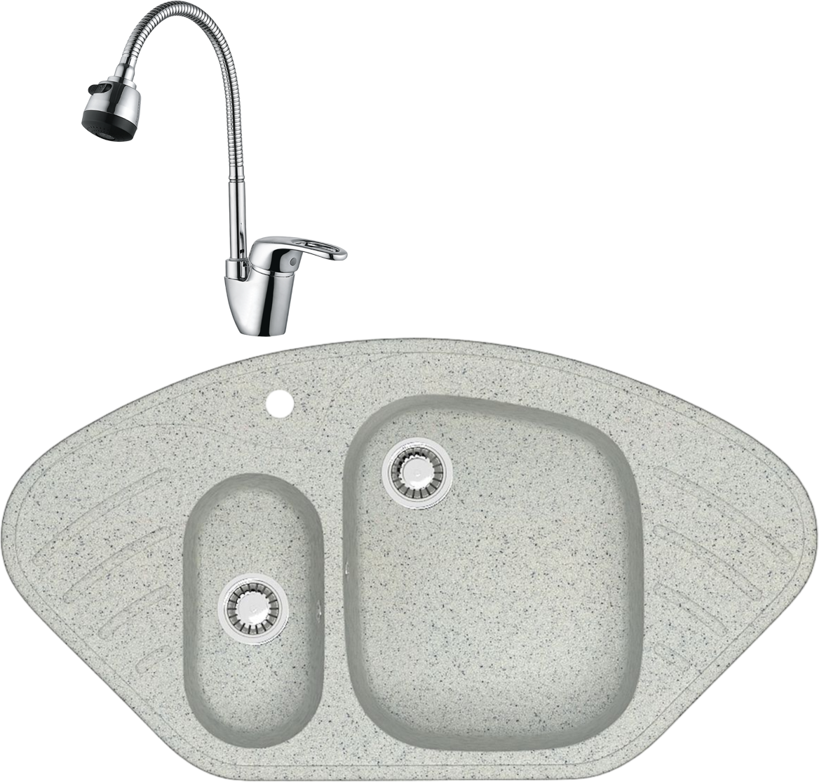Комплект Мойка Domaci Болонья М-23-006, светло-серая + Смеситель Ливорно WFD04163B