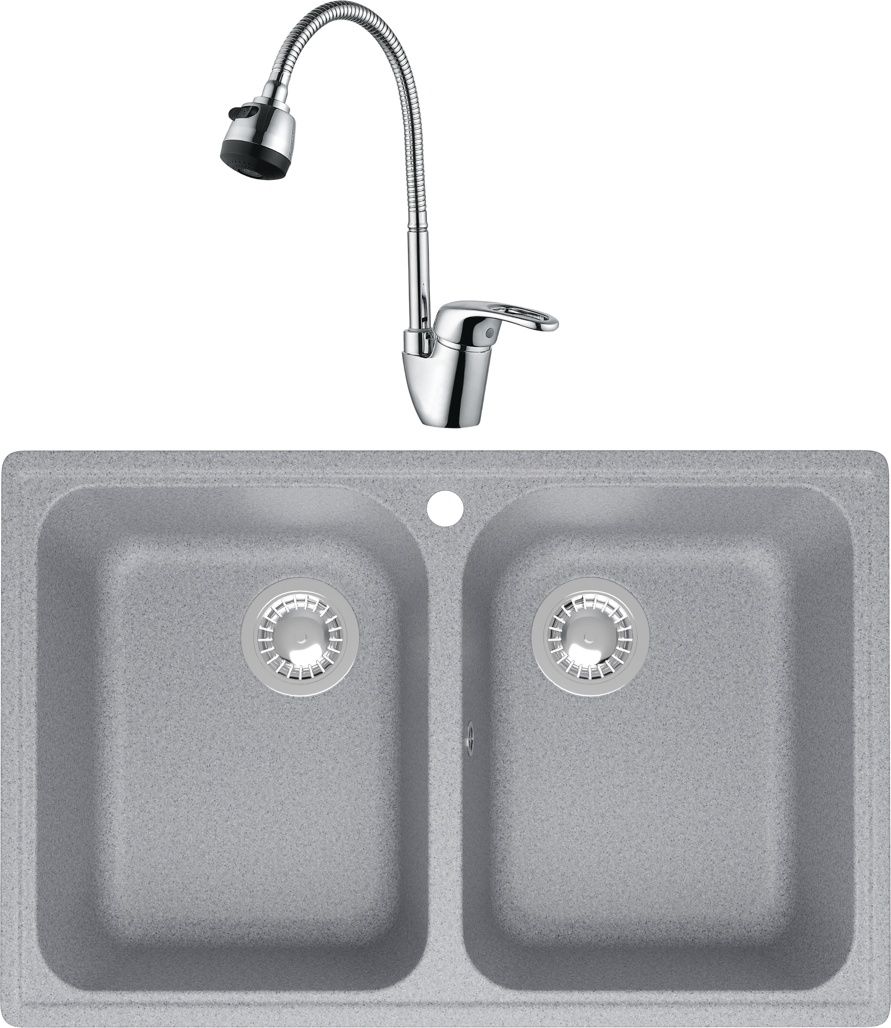 Комплект Мойка Domaci Болонья М-260-005, серая + Смеситель Ливорно WFD04163B